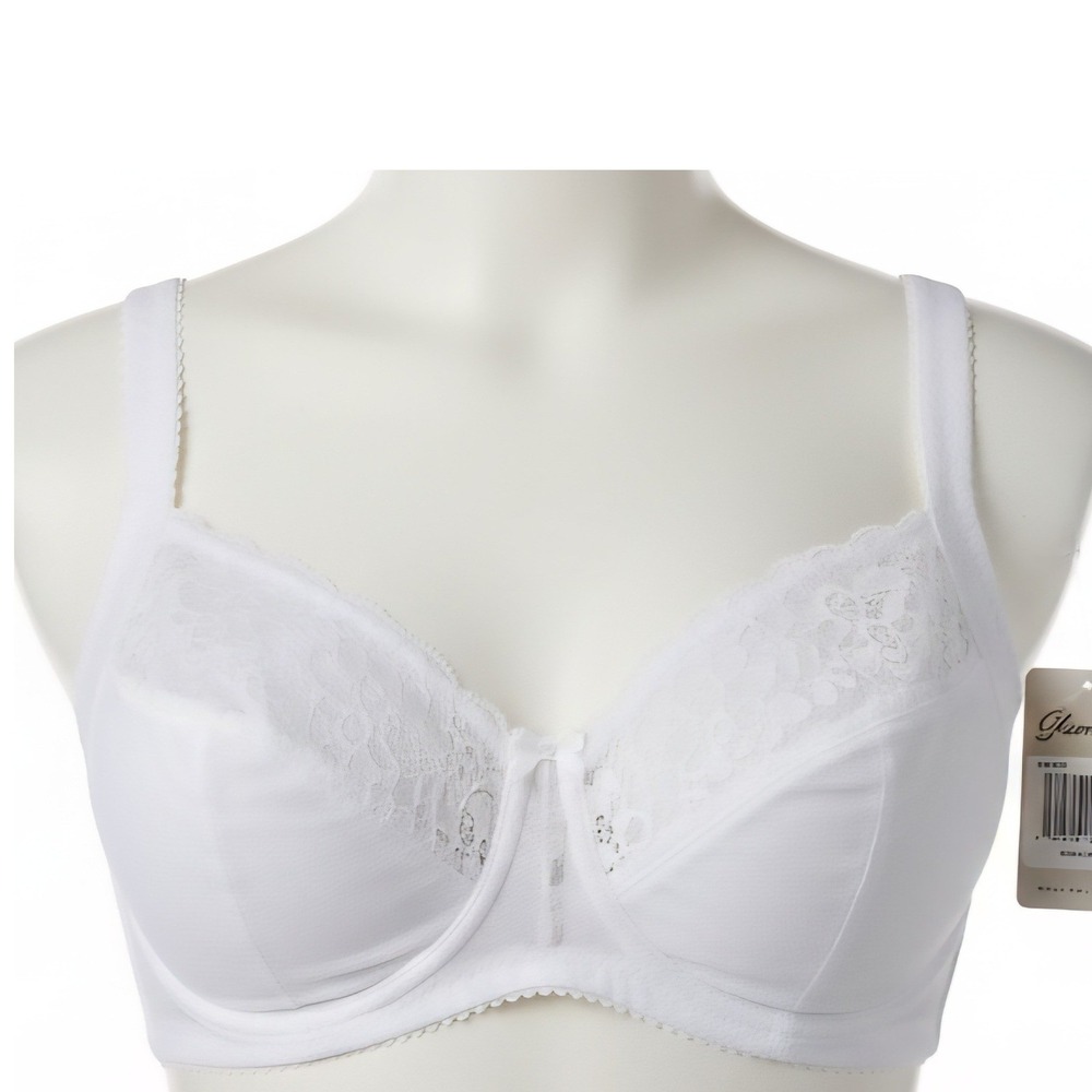 Glamorise White Lace Full Coverage Comfort Bra Plus Size Women's‎ 46F